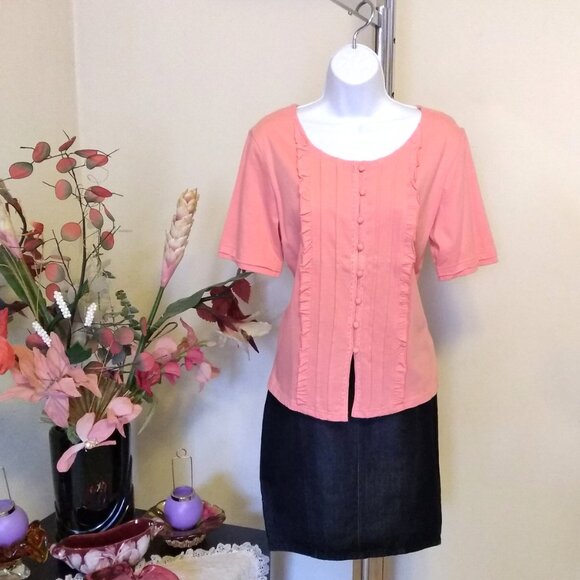 NWT Womens Summer Tunic Tops Short Sleeve Scoop Neck Casual Loose Blouse M 8 10 - Picture 2 of 9